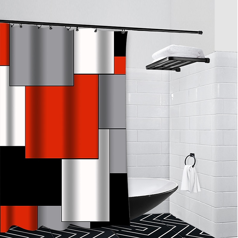 Κουρτίνα ντους με γάντζους 180cm*180cm(70"*70") Πολυεστέρας Πλενόμενη Αδιάβροχη Γεωμετρικό Σύγχρονο Απλό Σχέδιο 2025 - $27.99 –P15