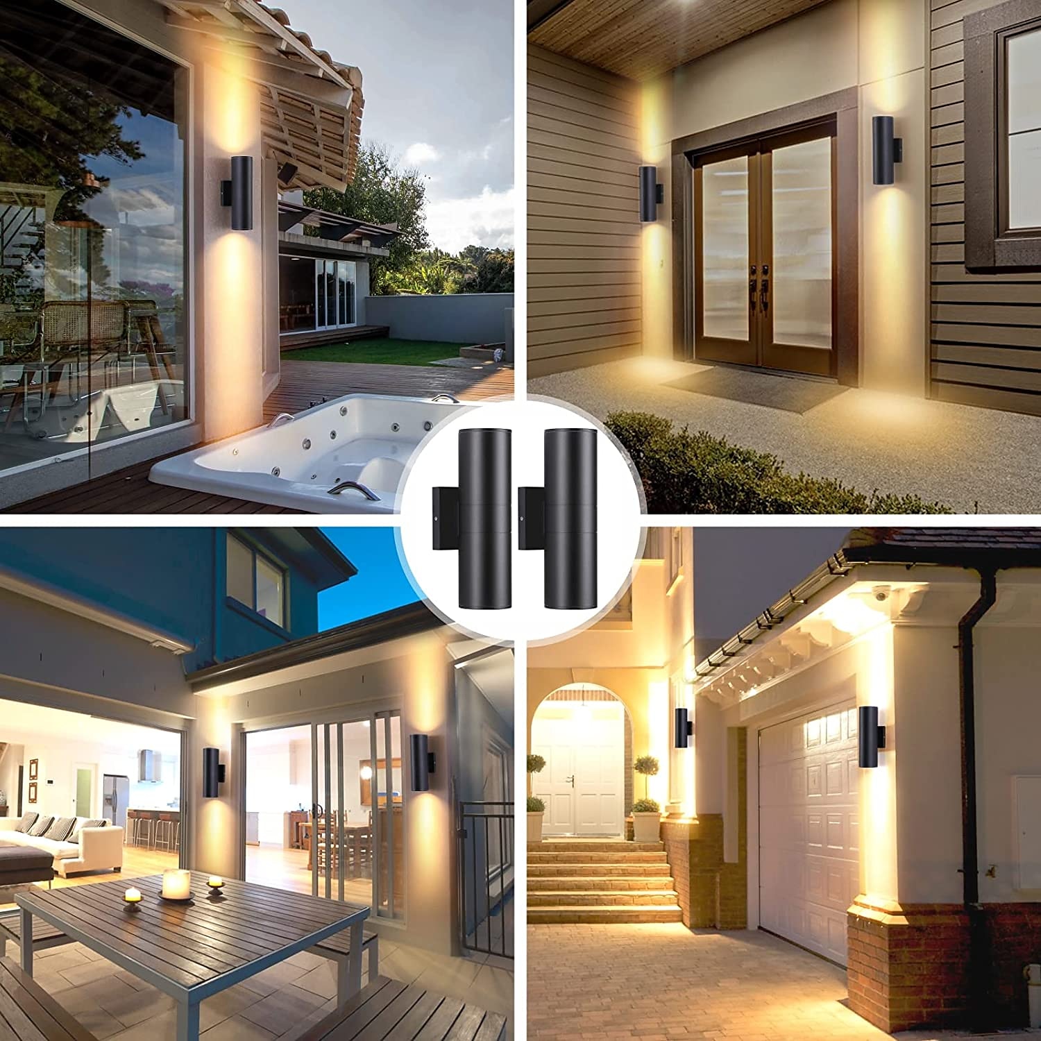 l.t luci 30 cm applique da parete per esterni lampada da parete a led impermeabile nera muta su e giù pannocchia in alluminio luminoso adatta per grondaia del giardino garage ac85-265v del 2025 a $78.99 –P6
