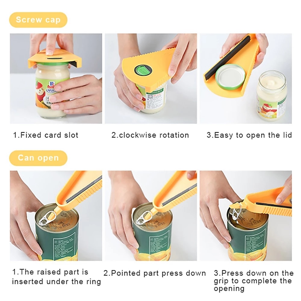 blikopener 5 in 1 multifunctionele potopener draai deksel snel openen koken dagelijks gebruik flesopener keukenaccessoires 2025 - $7.99 –P3