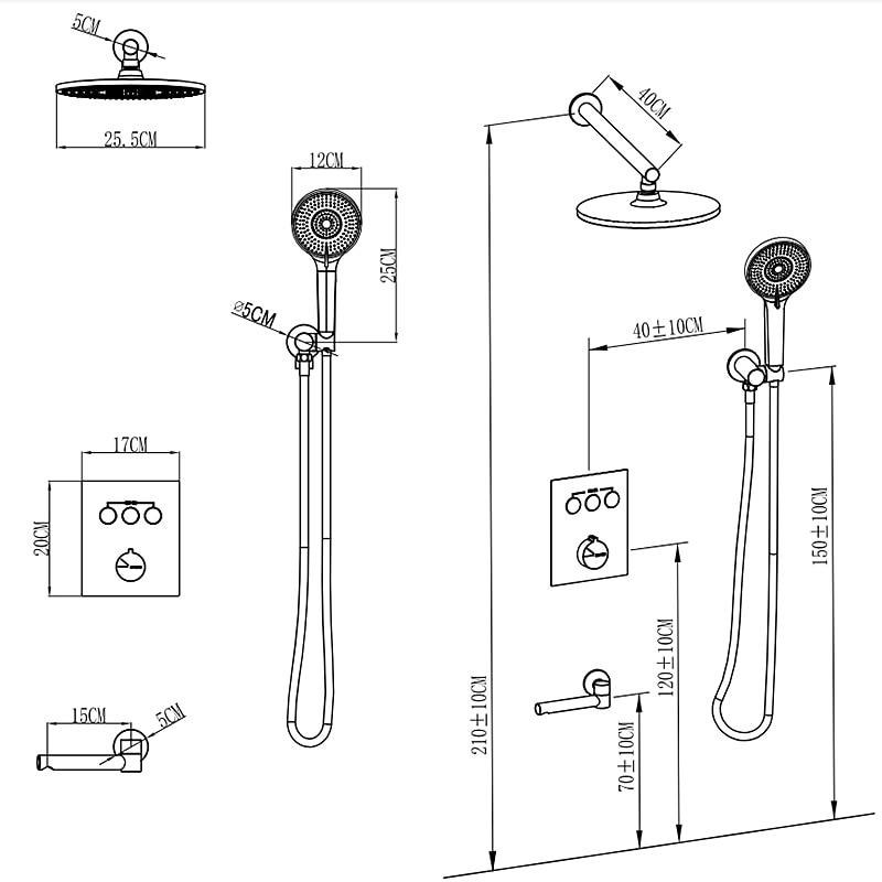 10 Inch Round Shower Faucets Sets,3-Function Matte Black / Chrome Complete with Brass Shower Head and Solid Brass Handshower Mount Inside Rainfall Shower Head System 2025 - $566.99 –P4
