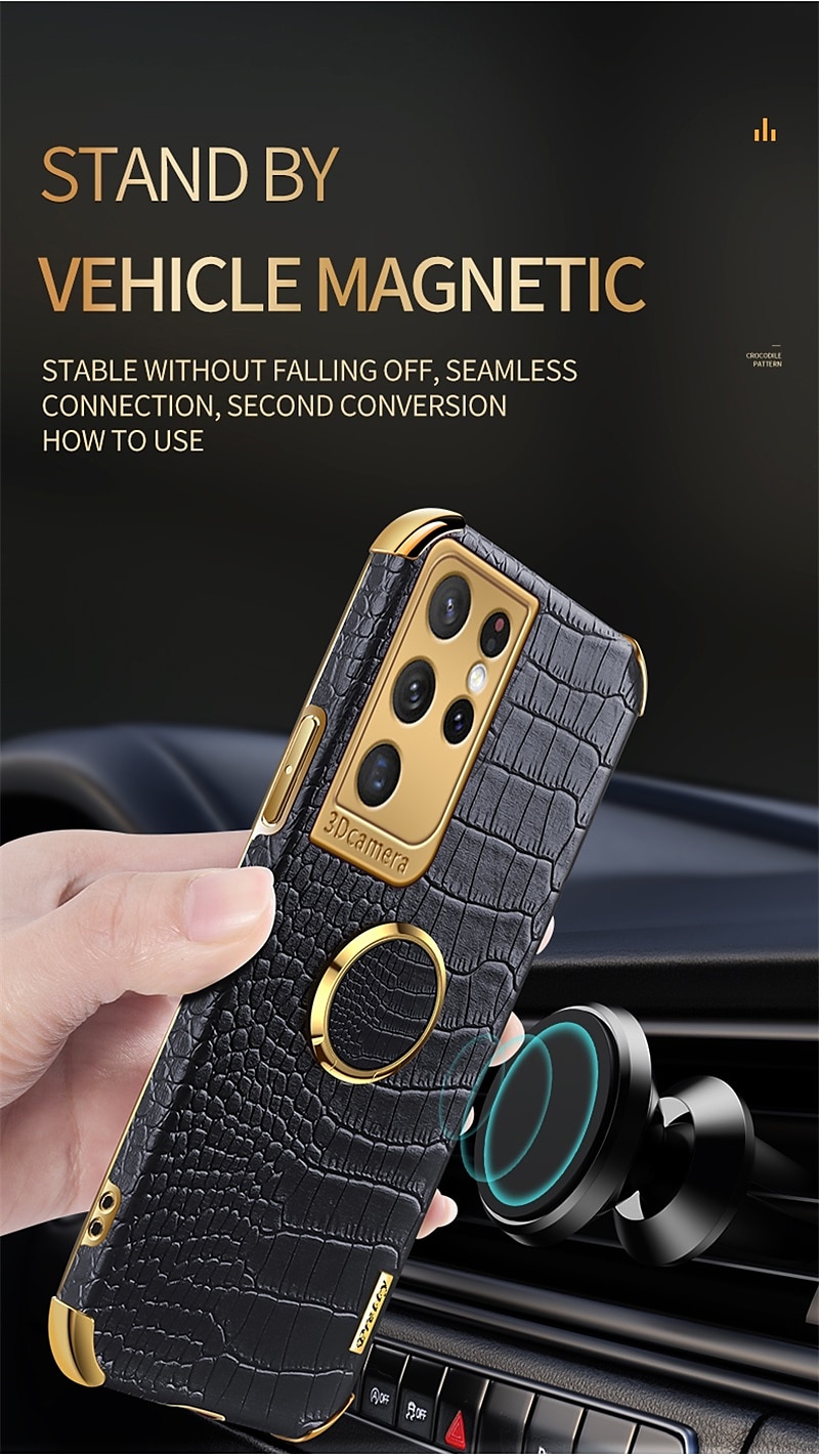 Phone Case For Samsung Galaxy S24 S23 S21 S20 Ultra Plus FE A54 A34 A14 A71 A51 A31 Note 20 Ultra 10 Plus A12 A32 S25 Ultra Back Cover Portable Ring Holder Magnetic Solid Colored PU Leather 2025 - $13.99 –P5