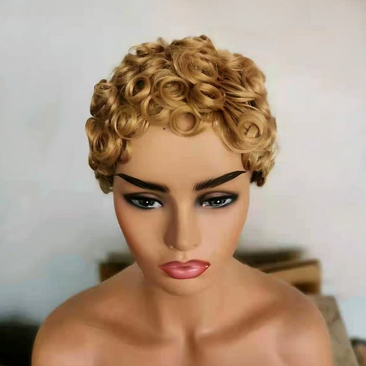 Synthetic Wig Curly Pixie Cut Machine Made Wig Short A1 Synthetic Hair Women's Soft Party Easy to Carry Blonde  Daily Wear  Party  Evening  Daily Christmas Party Wigs 2023 - US $14.49 –P2