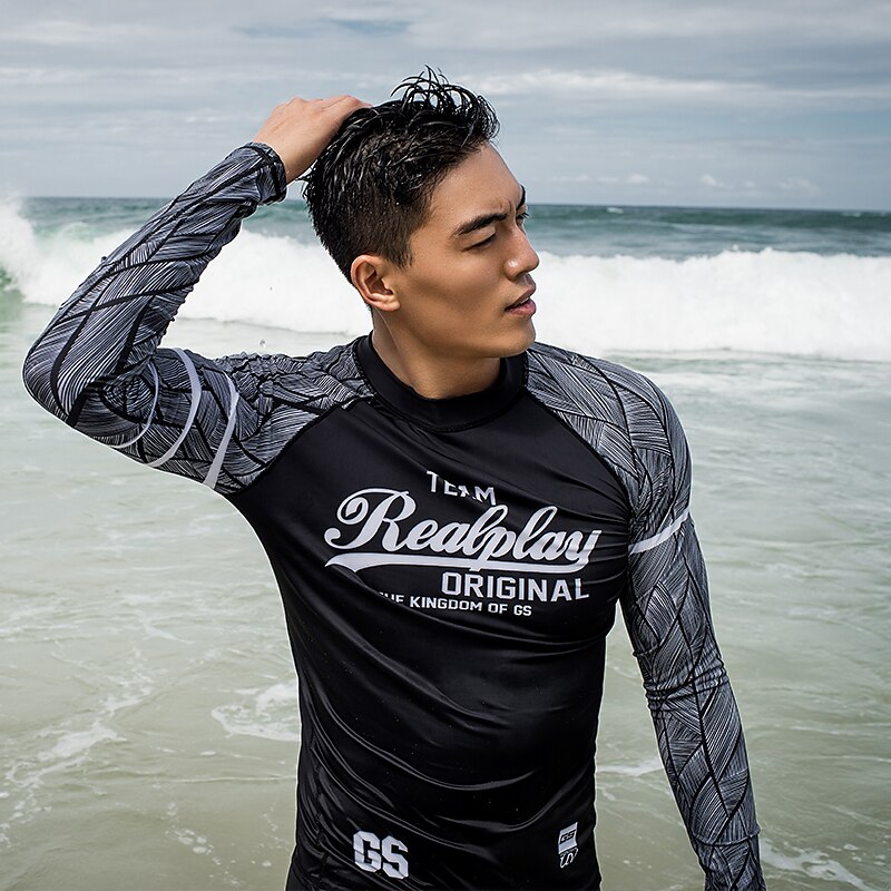 Men's Rash Guard Swim Shirt UV Sun Protection UPF50+ Quick Dry Long Sleeve  Sun Shirt Bathing Suit Swimming Surfing Beach Water Sports Printed Spring  Summer / Lightweight 2024 - $29.99