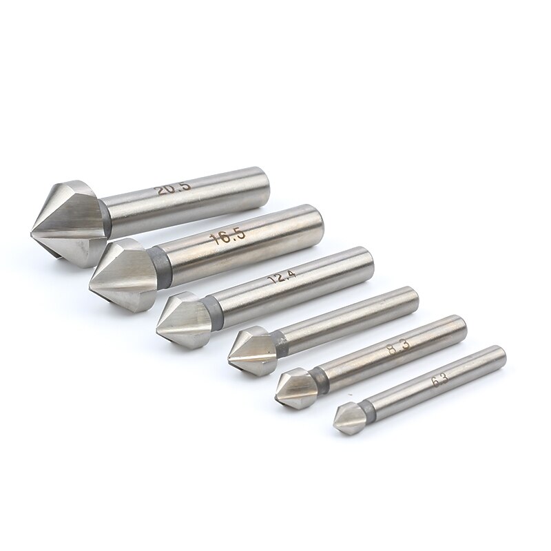 ronde schacht 6 stks/set 3 fluit hss harde metalen drie rand afschuining afkanten frees cutter bit verzinkboor 2025 - $17.99 –P8