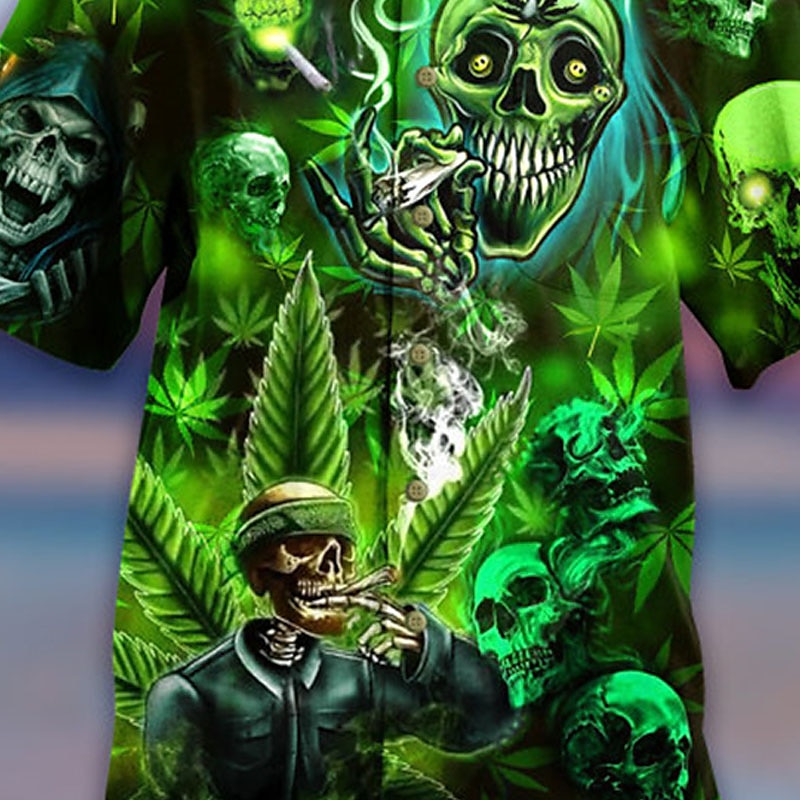 Per uomo Teschi Camicia Camicia con bottoni Manica corta Di tendenza Originale Informale Informale Giornaliero Spiaggia Primavera estate Collo ripiegabile 3D Bottone giù Giallo Blu Viola Verde del 2025 a $24.99 –P2