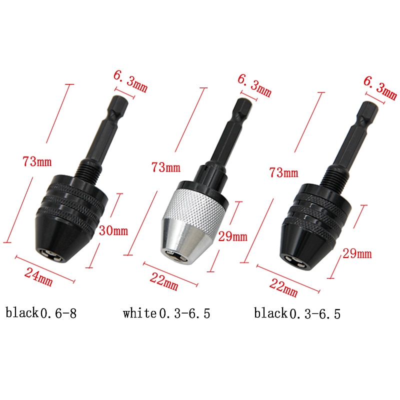 Mini Keyless Drill Chuck 0.3-8mm Self-Tighten Electric Drill Bits Collet Fixture Tools 1/4  Inch Hex Shank Quick Change Converter 2025 - $14.99 –P9