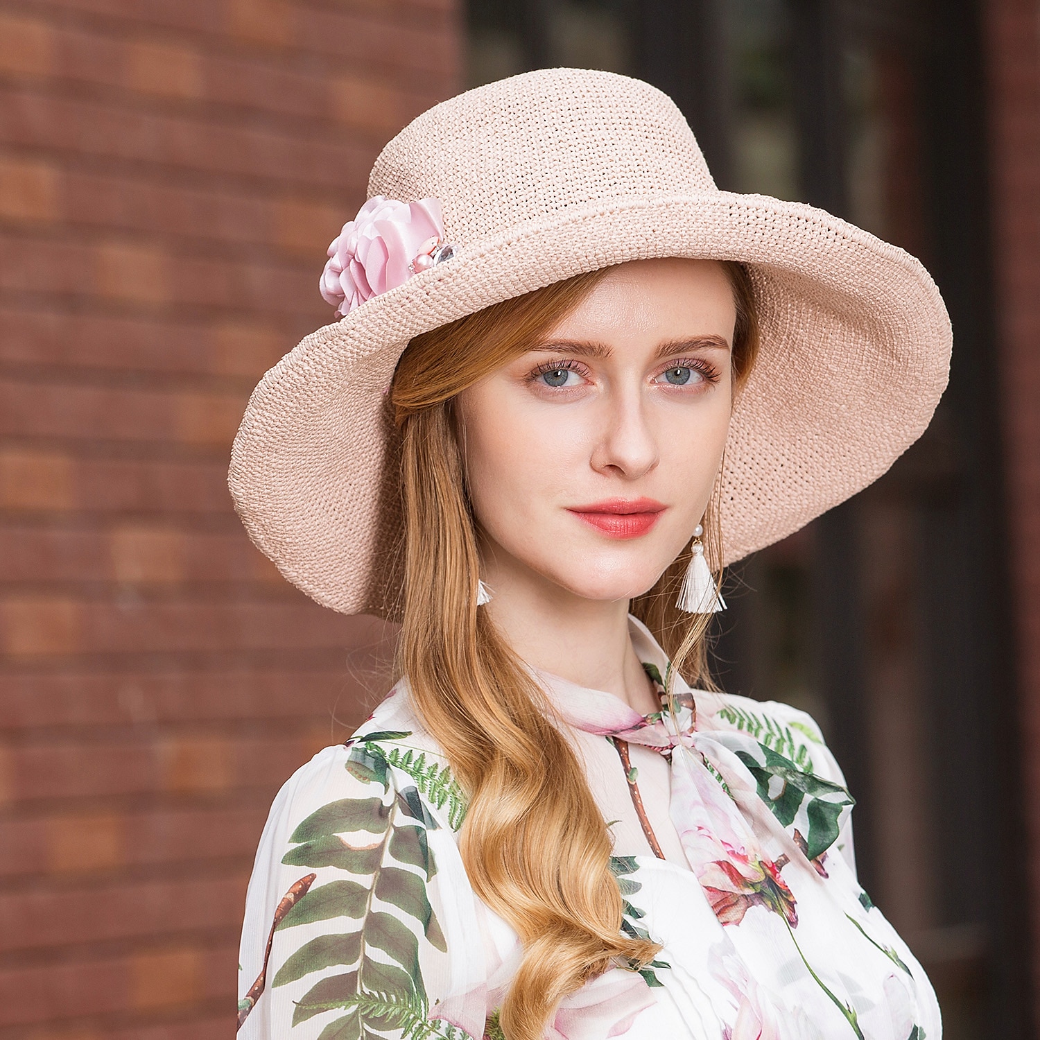 eleganti cappelli di paglia da spiaggia con fiocco in raso 1pc per feste / serate / copricapo casual del 2025 a $22.99 –P3