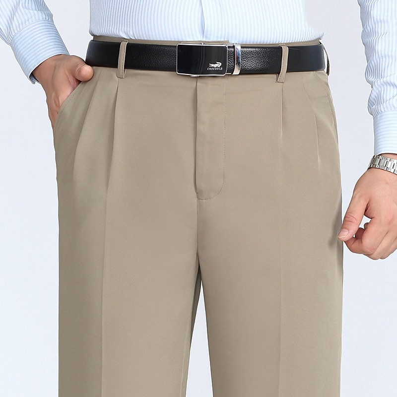 Voor heren Pakken Broek Geplooide broek Vetoketju Zak Recht been Effen Comfort Ademend Enkellengte Bruiloft Kantoor Werk Modieus Chique en modern Grijs Groen Rokerig grijs Micro-elastisch 2025 - $34.99 –P5