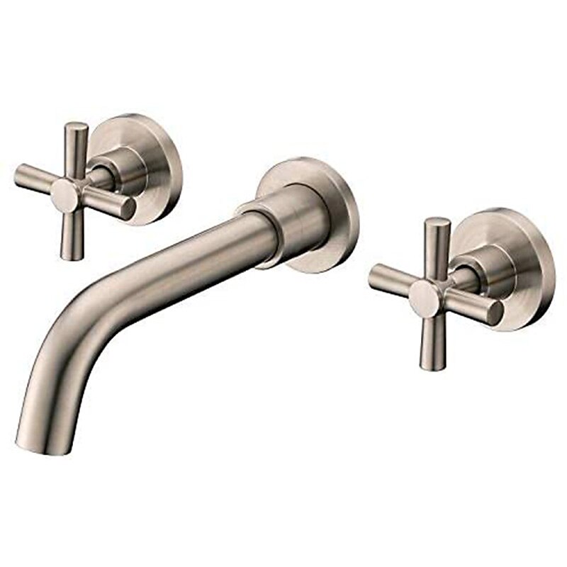 Brass Bathroom Sink Faucet,Wall Mount Widespread Rotatable Rose Gold Two Handles Three HolesBath Taps With Hot and Cold Water 2025 - $105.99 –P7