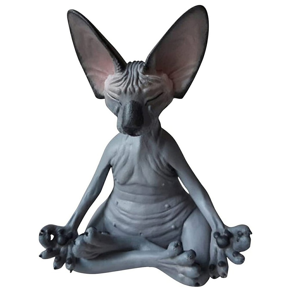 جديد القط تمثال تمثال التأمل sphynx اليوغا الحيوان القط التأمل فن النحت مايكرو الديكور حديقة المنزل مكتب زخرفة 2025 - $12.49 –P7