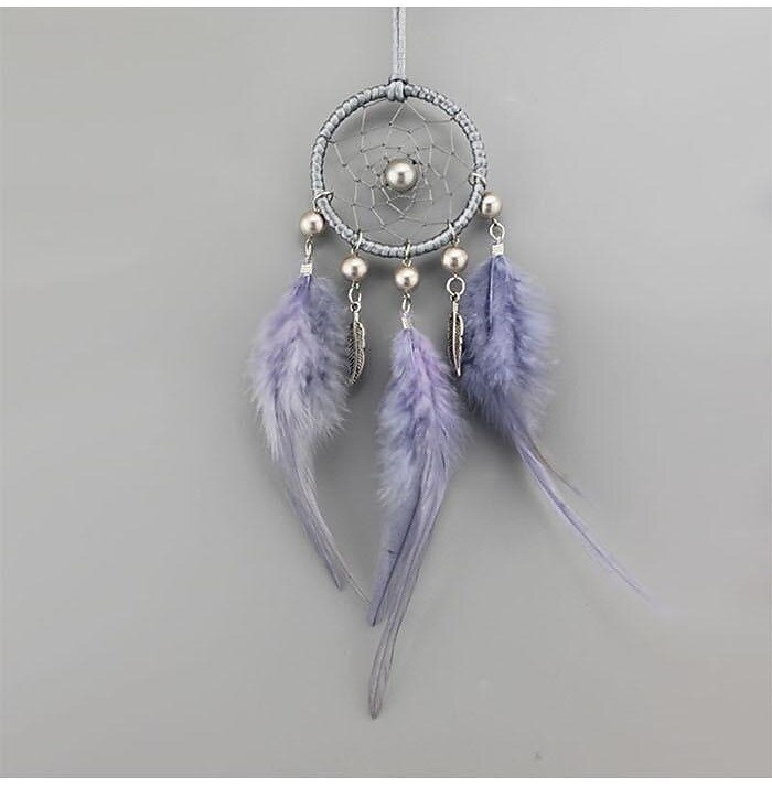 6CM Small Purple Dream Catcher Car Hanging Handmade Gift Woven Feather Feather Cute Keychain Ornament Decor Art Boho Style Home Crafts Decorative 2025 - $15.49 –P5
