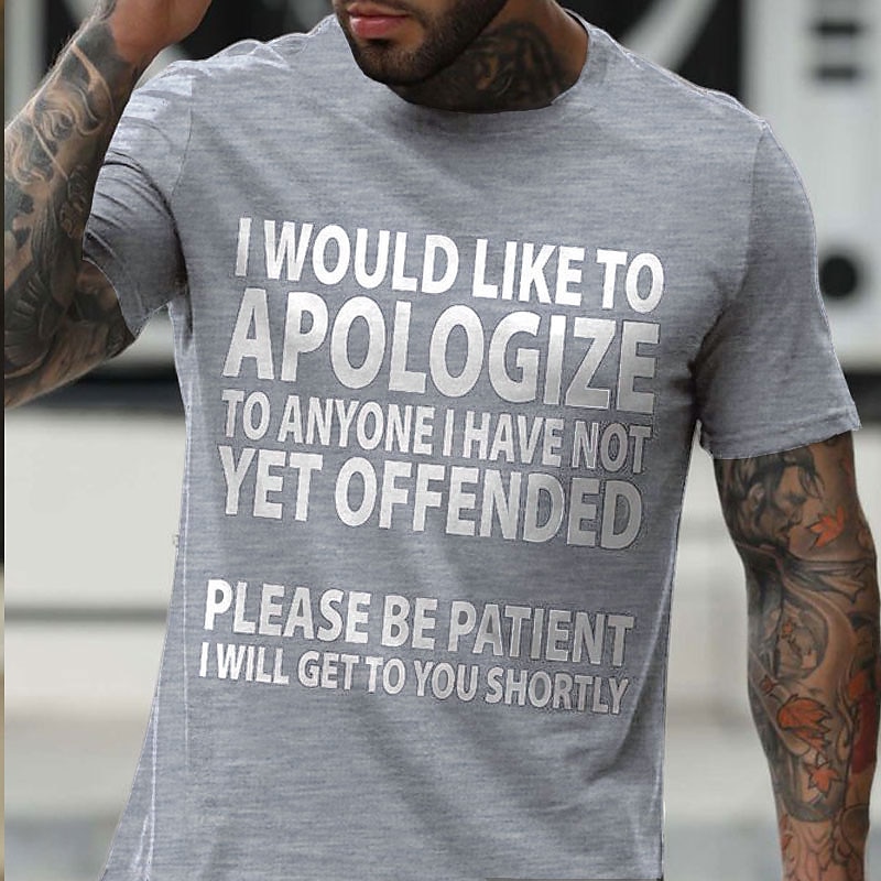 2025年 男性用 レタード Tシャツ カジュアルスタイル コットン１００％ 半袖 グラフィック シャツ ワイン ヘザーグレー ブラック 快適なTシャツ バケーション カジュアル ファッションデザイナーの衣類  コレクション – $15.99 –P3