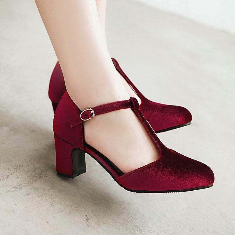 női vintage zöld bársony t-pántos sarok - elegáns blokk sarkú mary jane cipő esti bulikra és hivatalos alkalmakra 2025 - $59.99 –P4