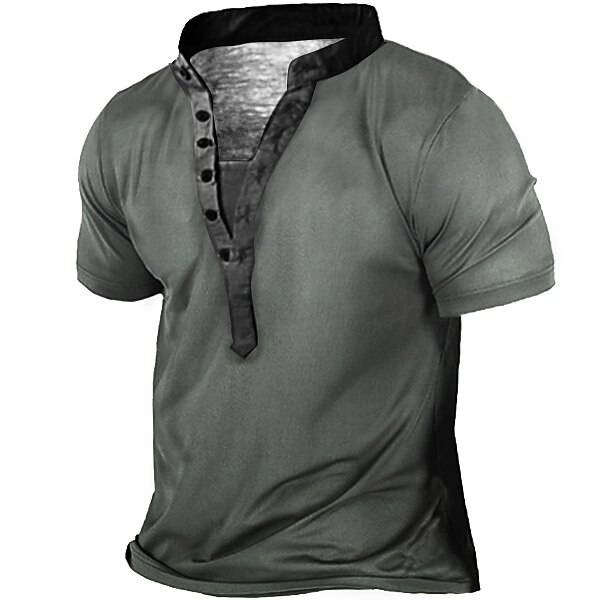 Men's Button T Shirt T Shirt Henley Shirt Tee Short Sleeve Henley Summer Solid Color Graphic Designer Basic Casual Button-Down Outdoor Daily Sports Yellow Blue Gray Top Tee for Men 2025 - $16.49 –P1