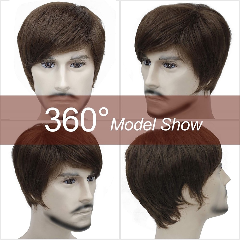 korte rechte blonde pruik voor mannen, hittebestendige pruik van synthetisch haar 2026 - $21.99 –P13