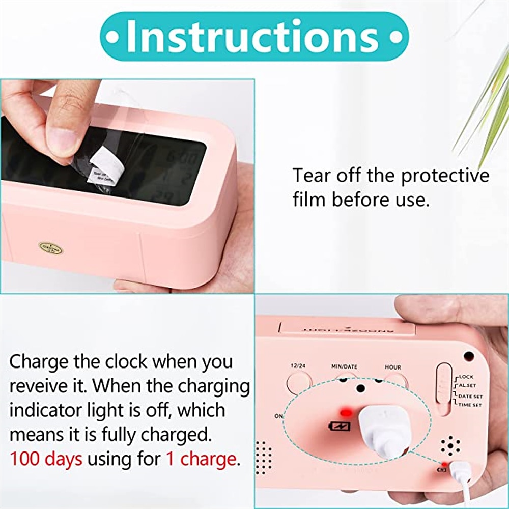 slimme klok led elektronische digitale wekker opladen desktop klok temperatuur lui snooze alarm mute verlicht elektronische klok digitale klok 2026 - $17.49 –P5