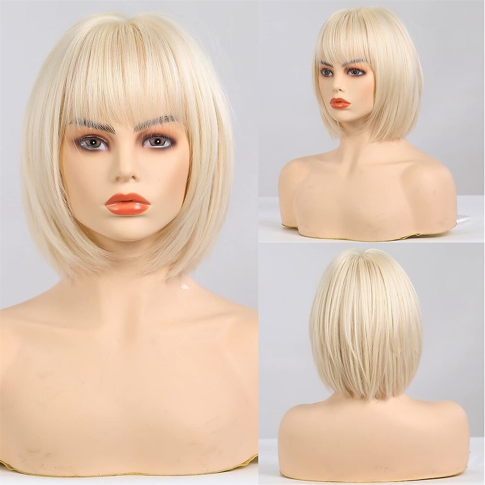 blonde krullende pruiken voor vrouwen lange synthetisch haar pruik met pony middenscheiding voor dagelijks gebruik en party bob pruiken 2025 - $24.99 –P5
