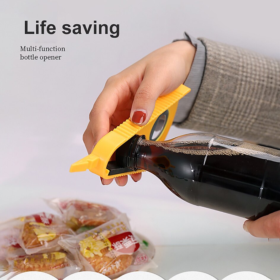 blikopener 5 in 1 multifunctionele potopener draai deksel snel openen koken dagelijks gebruik flesopener keukenaccessoires 2025 - $7.99 –P8
