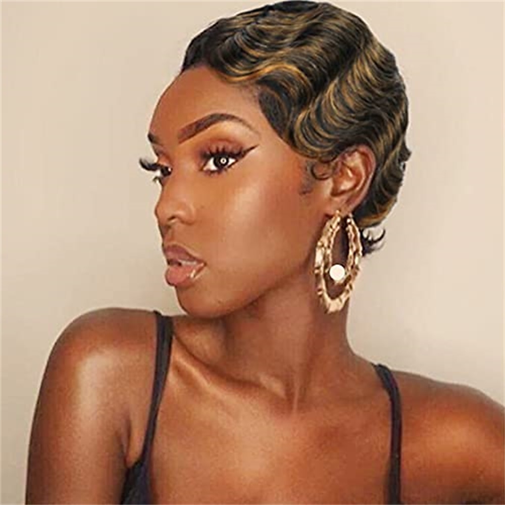 breve pixie cut parrucche per le donne nere mamma parrucca parrucche brasiliane dei capelli umani dito ocean wave parrucca remy parrucca di capelli umani a buon mercato parrucca per il partito del 2025 a $23.99 –P1