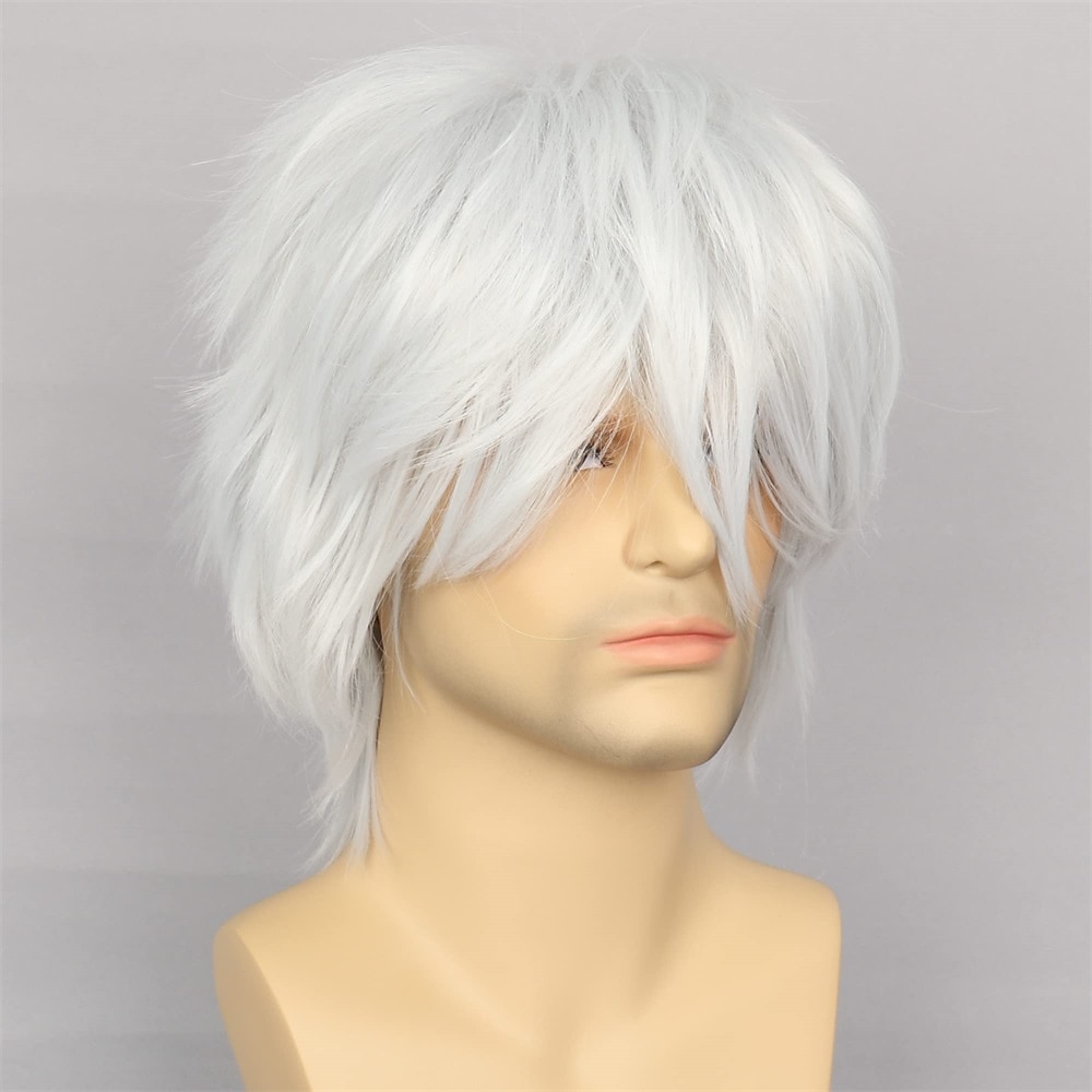 parrucca cosplay emo nera corta parrucca maschile nera uomini donne parrucca anime halloween a strati del 2025 a $20.99 –P11