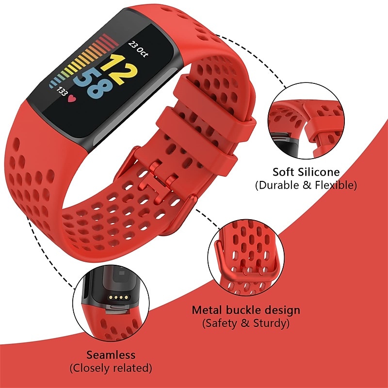 2025年 スマートウォッチバンド と互換性があります Fitbit Charge 5 ソフトシリコーン スマートウォッチ ストラップ 防水 調整可 高通気性 スポーツバンド 置換 リストバンド  コレクション – $9.99 –P3