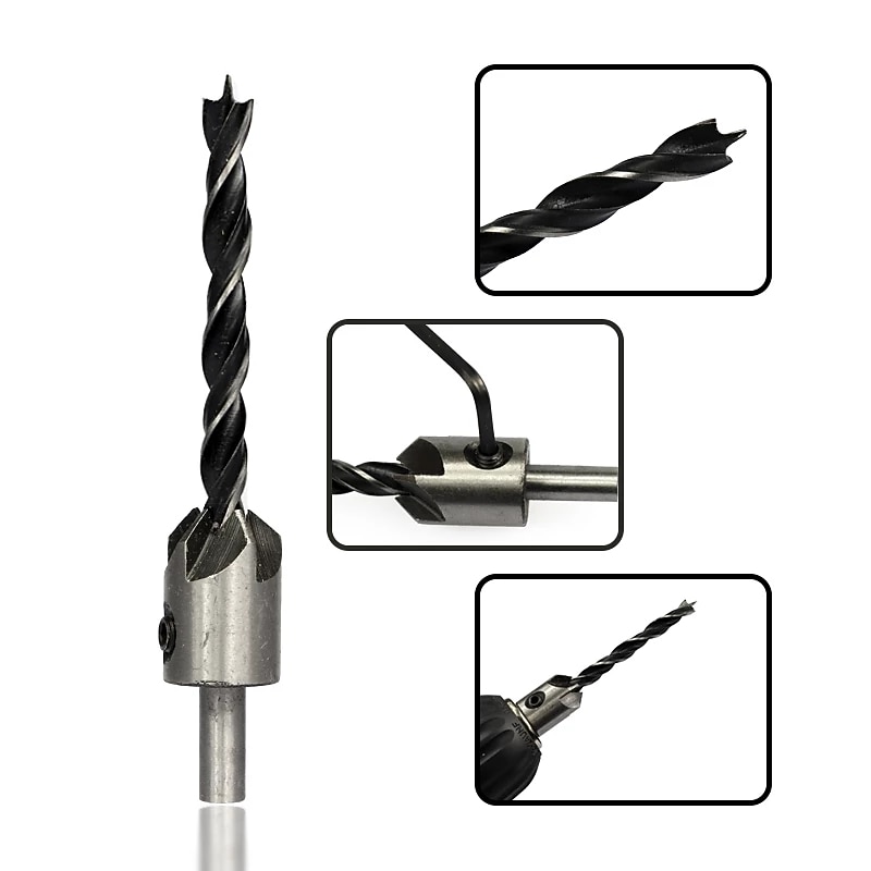 23 יחידות פתיחת עץ DIY סט chamferer שלוש נקודות שקוע שקוע מקדחה פקק מיקום מרכזי אגרוף 2025 - $30.99 –P6