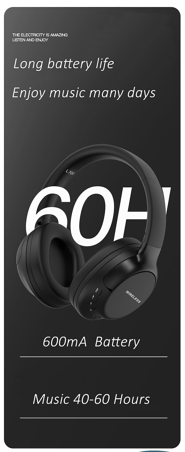 L700 Over-ear Headphone Over Ear Bluetooth 5.1 Noise cancellation Stereo Surround sound for Apple Samsung Huawei Xiaomi MI  Everyday Use Mobile Phone 2025 - $23.99 –P5