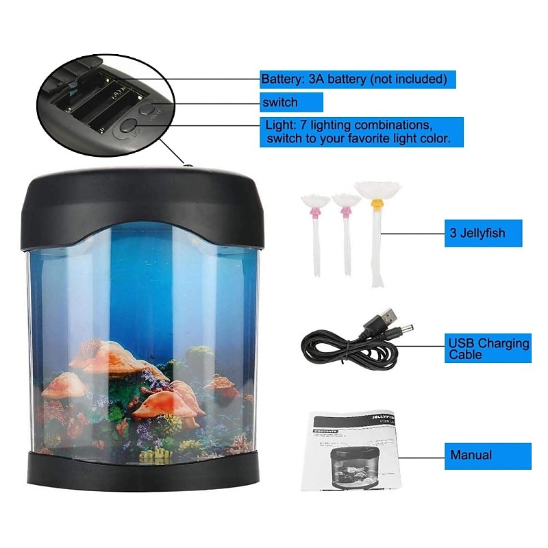 Jellyfish Tank Marine World Swimming Mood Light LED Colorful Aquarium Night Lights Children's Lamp Decorative Lights 2025 - $25.99 –P10
