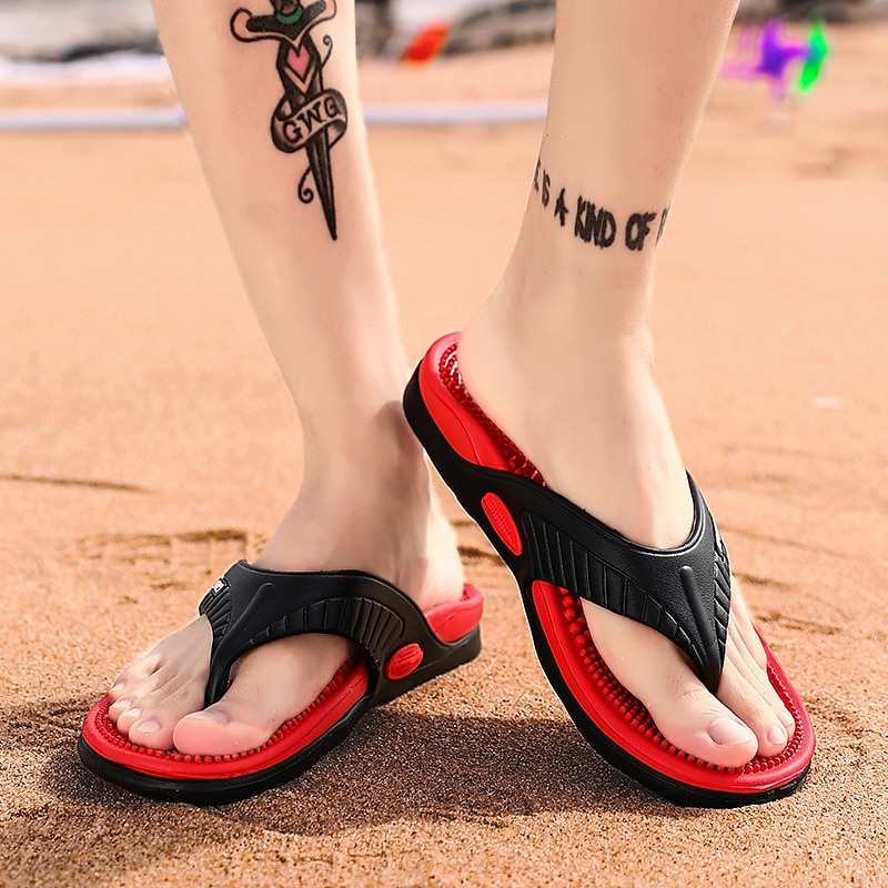 Men's Comfortable Massage Flip Flops – Anti-Slip Cushion Sole Beach Sandals for Summer, Shower, and Casual Wear 2025 - $16.99 -P8
