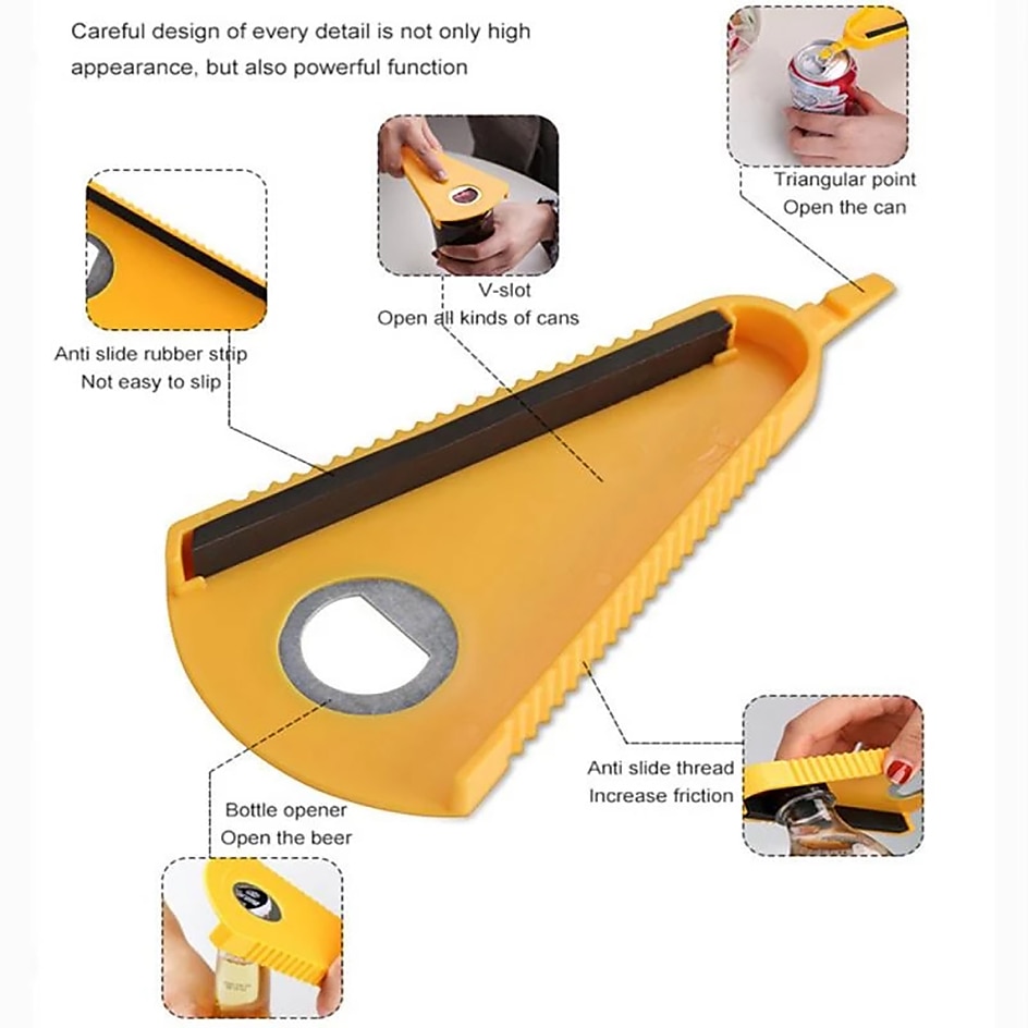 blikopener 5 in 1 multifunctionele potopener draai deksel snel openen koken dagelijks gebruik flesopener keukenaccessoires 2025 - $7.99 –P6