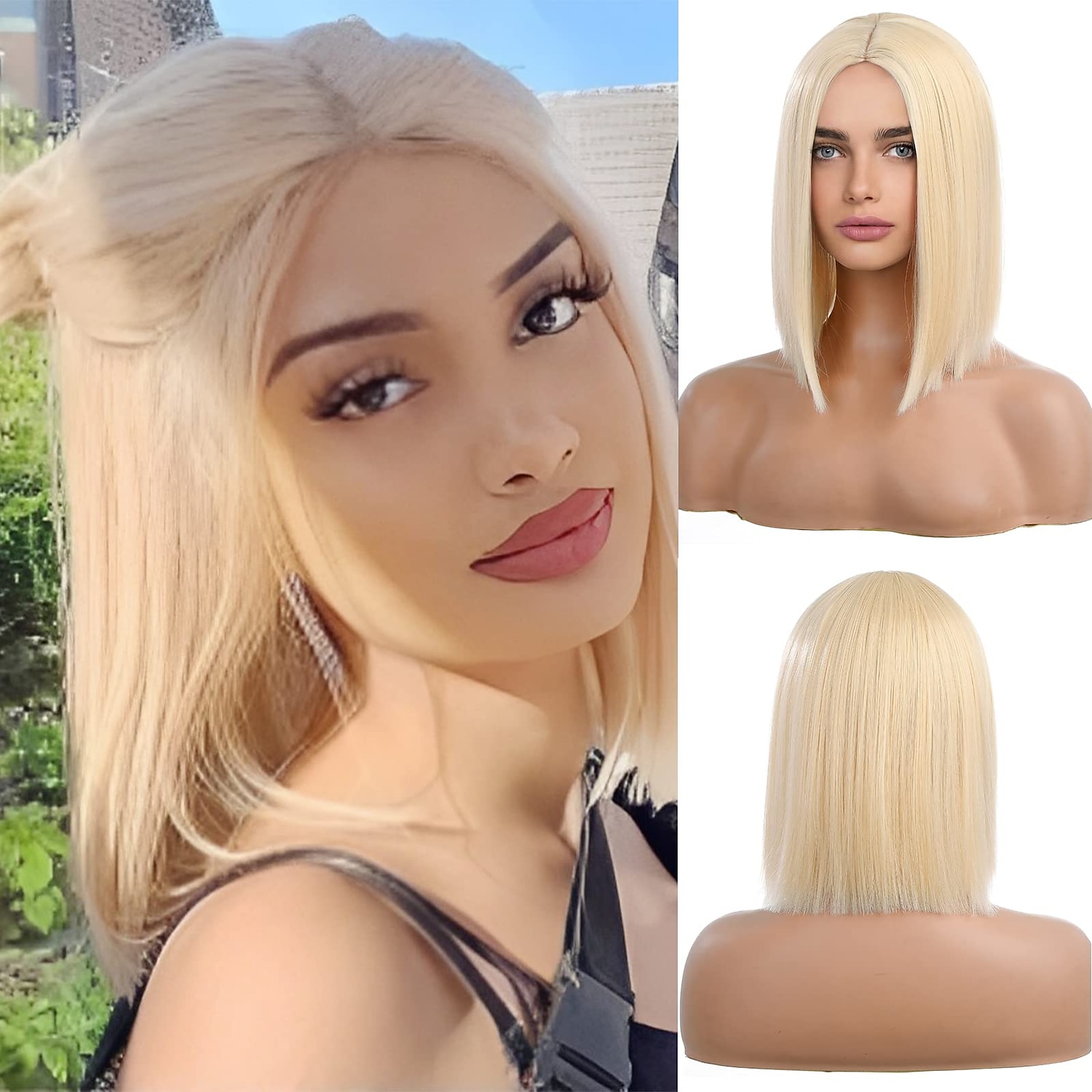 peruci albe pentru femei lungimea umerilor peruci par drept peruci bob 2025 - $23.99 –P4