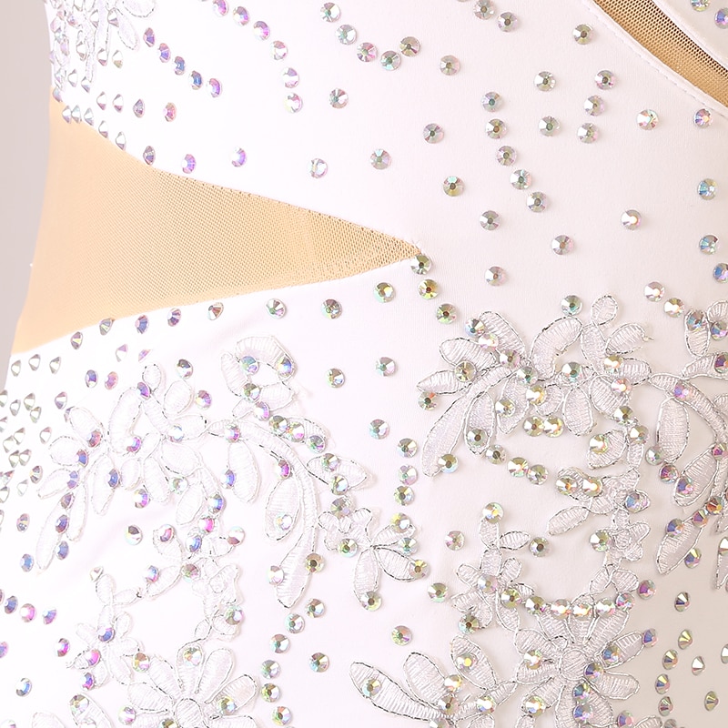 dansesalsa latinsk dansekjole frynset dusk delt ledd krystaller / rhinestones prestasjonstrening for kvinner langermet chinlon mesh 2025 - $184.99 –P2