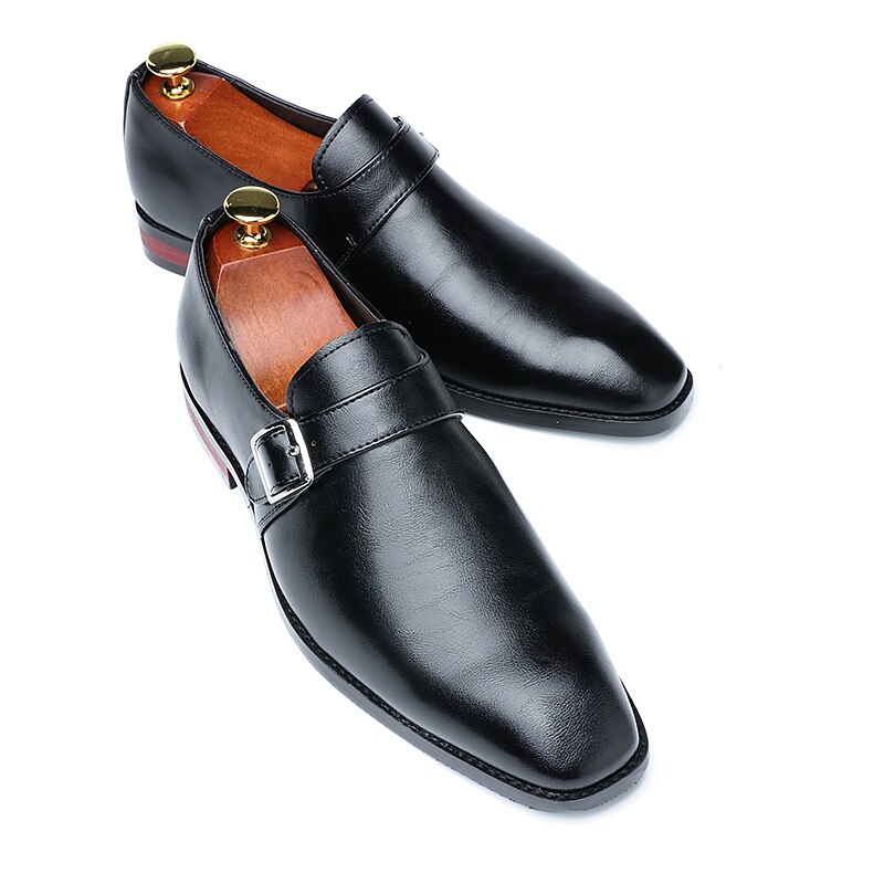 Men's Oxfords Loafers & Slip-Ons Monk Shoes Patent Leather Shoes Vintage Business Classic Outdoor Party & Evening PU Synthetics Wine Black Brown and Bracelets and Belts 2023 - AED 337 –P4