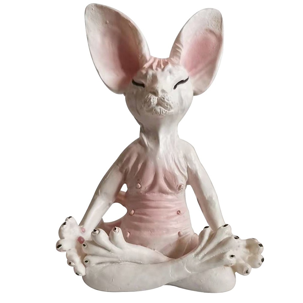 جديد القط تمثال تمثال التأمل sphynx اليوغا الحيوان القط التأمل فن النحت مايكرو الديكور حديقة المنزل مكتب زخرفة 2025 - $12.49 –P11