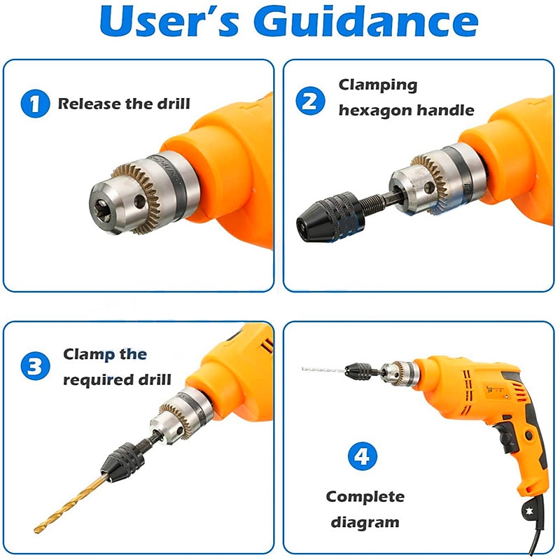 Mini Keyless Drill Chuck 0.3-8mm Self-Tighten Electric Drill Bits Collet Fixture Tools 1/4  Inch Hex Shank Quick Change Converter 2025 - $14.99 –P3