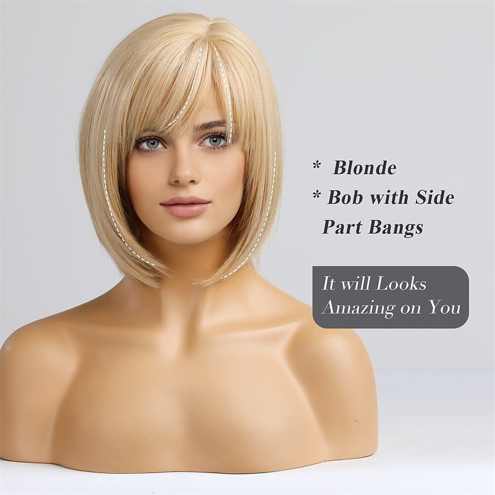bob gemengde bruine pruiken voor vrouwen met pony 2025 - $28.99 –P9