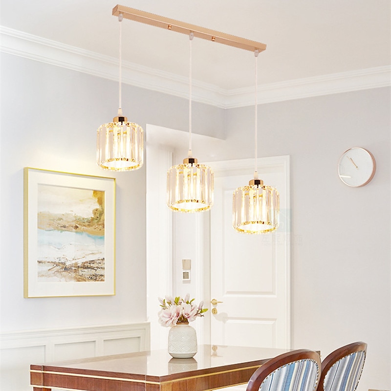 65 cm lustre à trois têtes led pendentif lumière cristal métal moderne luxe créatif suspension lampe de 2025 ? $181.99 –P5
