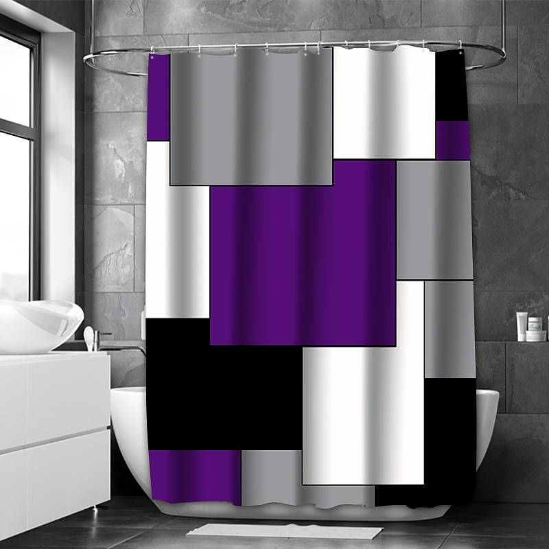 Κουρτίνα ντους με γάντζους 180cm*180cm(70"*70") Πολυεστέρας Πλενόμενη Αδιάβροχη Γεωμετρικό Σύγχρονο Απλό Σχέδιο 2025 - $27.99 –P9