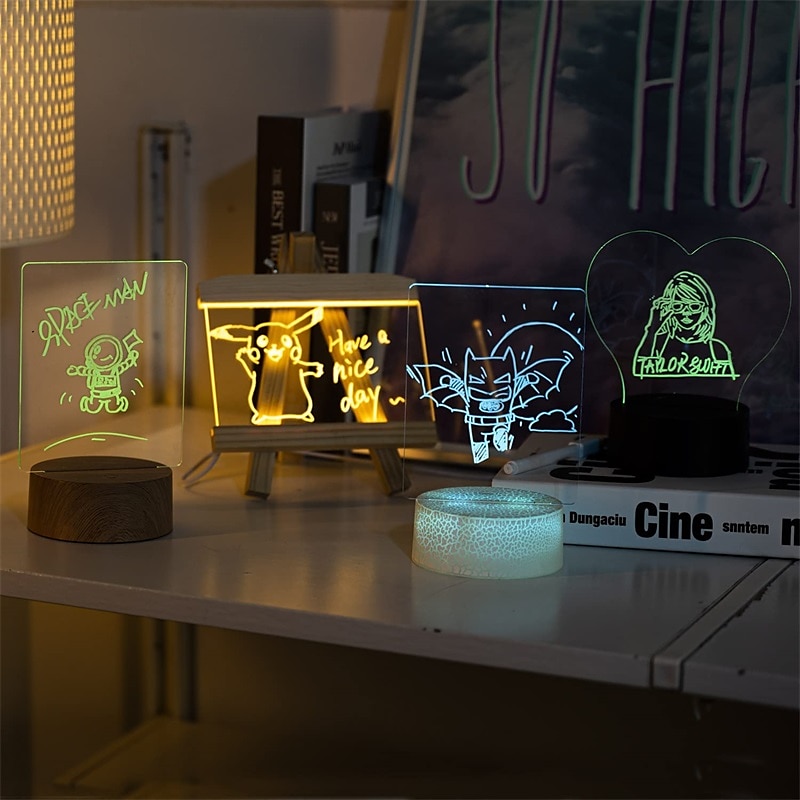 LED Light Creative Note Board Decoration Night Lamp USB Message Board With  Pen