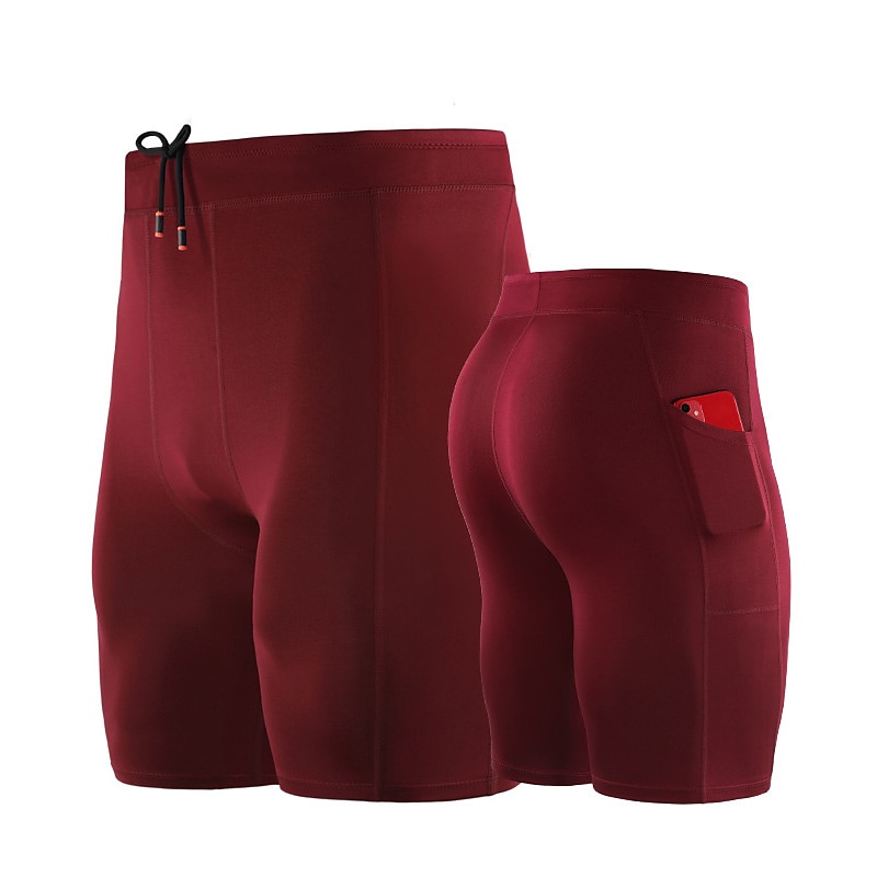 Herre Tettsittende treningshorts Kompresjonshorts Yogashorts Spandex shorts Snorer med telefonlomme Grunnlag Atletisk Sommer Spandex Pustende Hurtigtørkende Fukttransport Myk Yoga & Danse Sko Maraton 2025 - $16.49 -P9