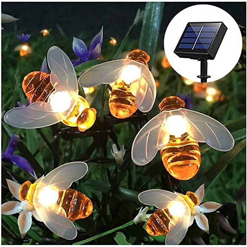 solstreng lys utendørs 2 stk 1 stk 8 modeller soldrevet søt honningbi ledet streng fe lys 30led 6,5 m bee utendørs hage gjerde gårdsplass jul krans lys 2025 - $17.49 –P6