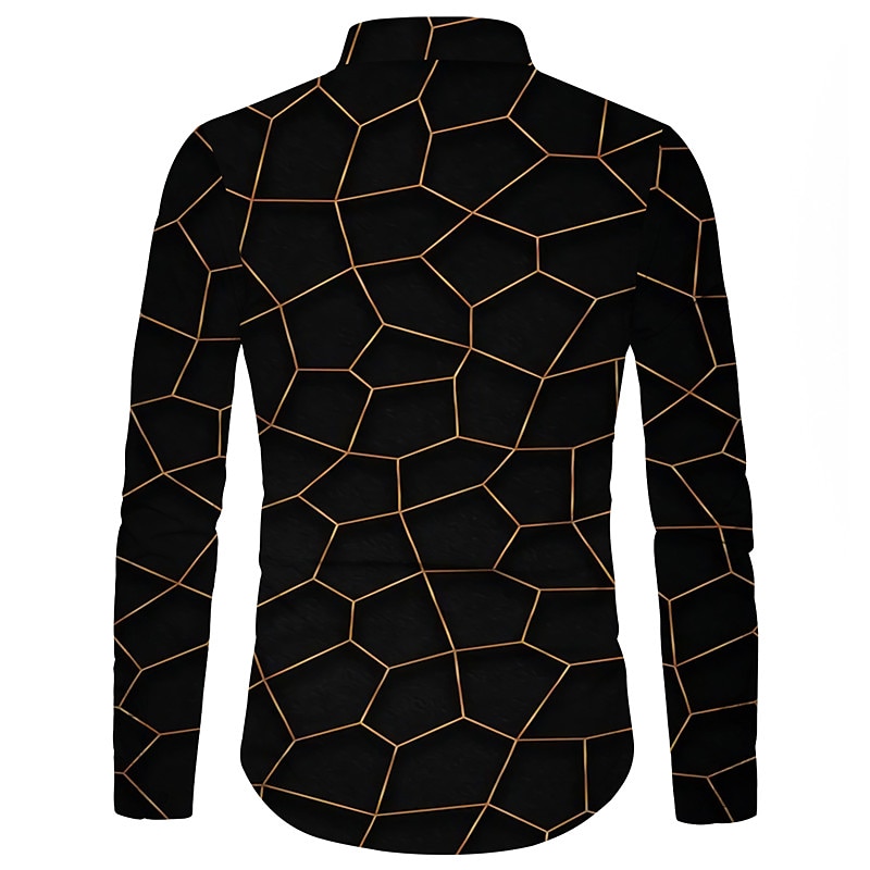 Bărbați Model Geometric Geometrie Cămașă Camașă cu nasturi Manșon Lung Modă Designer Casual În aer liber Casual Concediu Vară Primăvară Răsfrânt Imprimeu Buton în jos Negru 2025 - $26.99 –P2