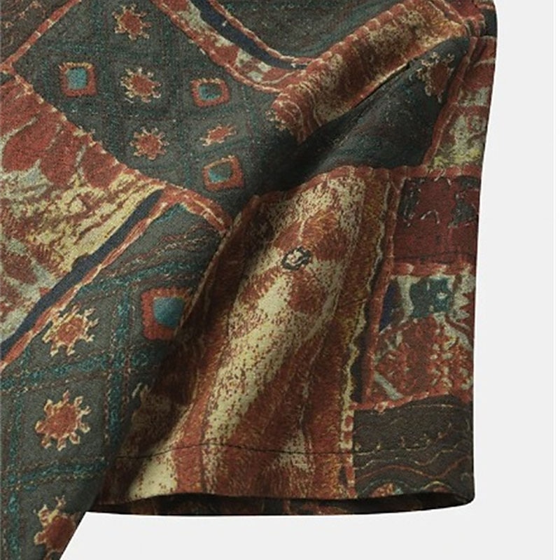Herre Årgang Skjorte Boho skjorte Skjorte med knapper Kortermet Mote Designer Fritid Avslappet Daglig Vår sommer Aftæpning Knapp ned Blå Lilla Grønn kaffe 2025 - $24.99 –P6