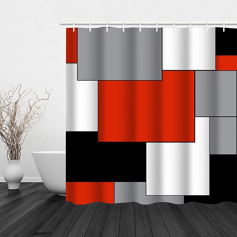 Κουρτίνα ντους με γάντζους 180cm*180cm(70"*70") Πολυεστέρας Πλενόμενη Αδιάβροχη Γεωμετρικό Σύγχρονο Απλό Σχέδιο 2025 - $27.99 –P16