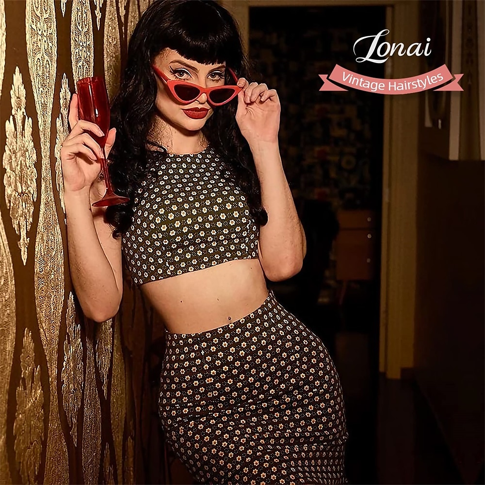 perruque marron vintage années 50 60 70 avec frange cheveux synthétiques pour femme perruque de carnaval de fête de 2025 ? R$136.06 –P9