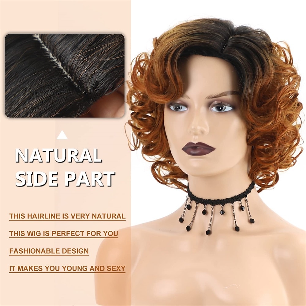 Short Burgundy Curly Wigs for Black Women Ombre Wine Red Full Curly Wigs Natural Looking Synthetic Burgundy Short Hair Wigs 2026 - $29.99 –P20