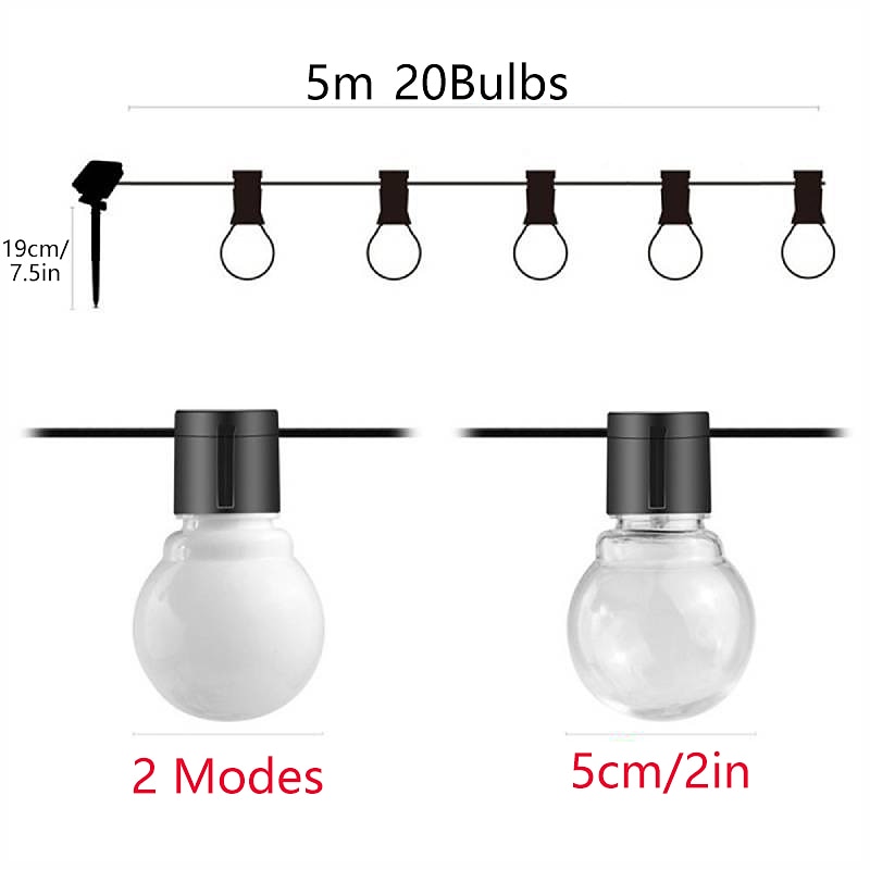 elegante festa di ricevimento di nozze luci a globo per esterni luci solari a led per matrimonio 6m-30 lampadine 5m-20 lampadine luci da giardino per matrimonio impermeabili per layout di festa di del 2025 a $43.99 –P3