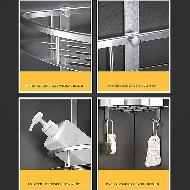 Shower Caddy Bathroom Corner Shower Rack 2/3 Layer Space Aluminum Bathroom Shelf Accessories Set Removable Rack Bathroom Shelf organizador 2026 - $28.99 –P8