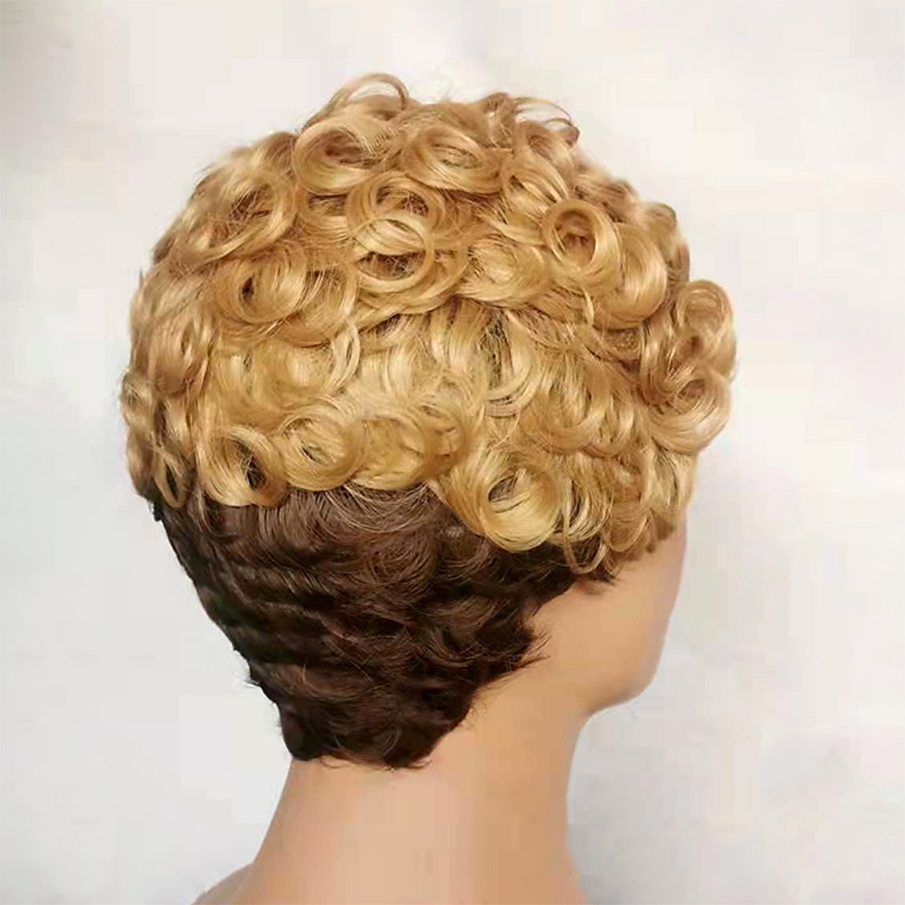 Synthetic Wig Curly Pixie Cut Machine Made Wig Short A1 Synthetic Hair Women's Soft Party Easy to Carry Blonde  Daily Wear  Party  Evening  Daily Christmas Party Wigs 2023 - US $14.49 –P3