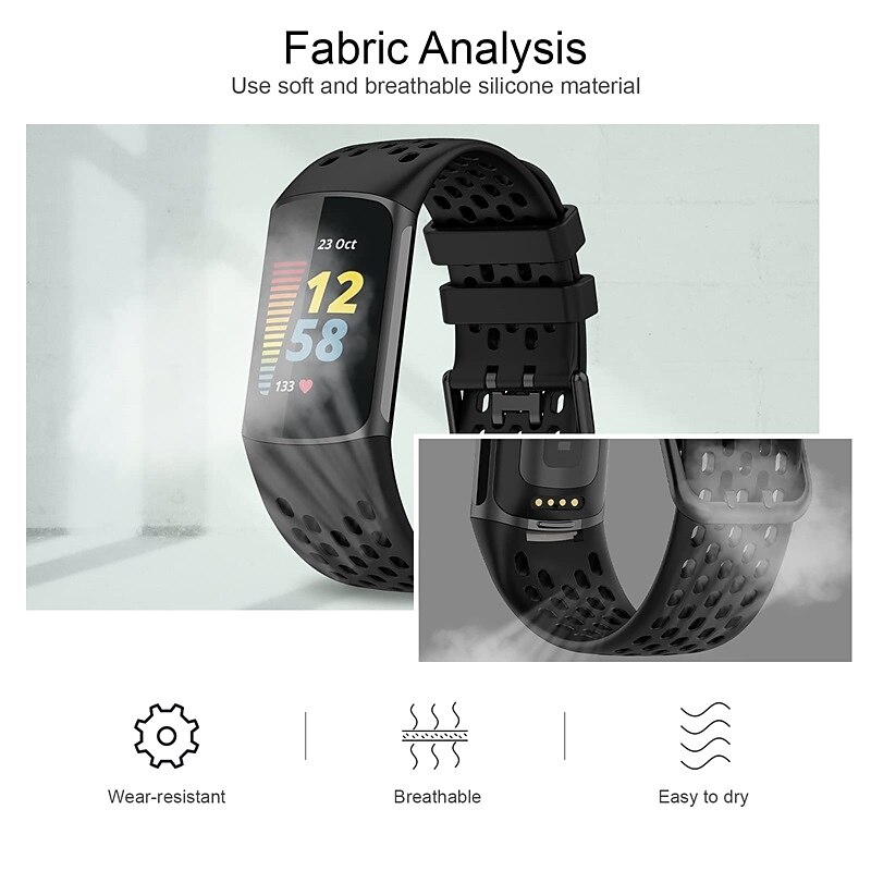 2025年 スマートウォッチバンド と互換性があります Fitbit Charge 5 ソフトシリコーン スマートウォッチ ストラップ 防水 調整可 高通気性 スポーツバンド 置換 リストバンド  コレクション – $9.99 –P5